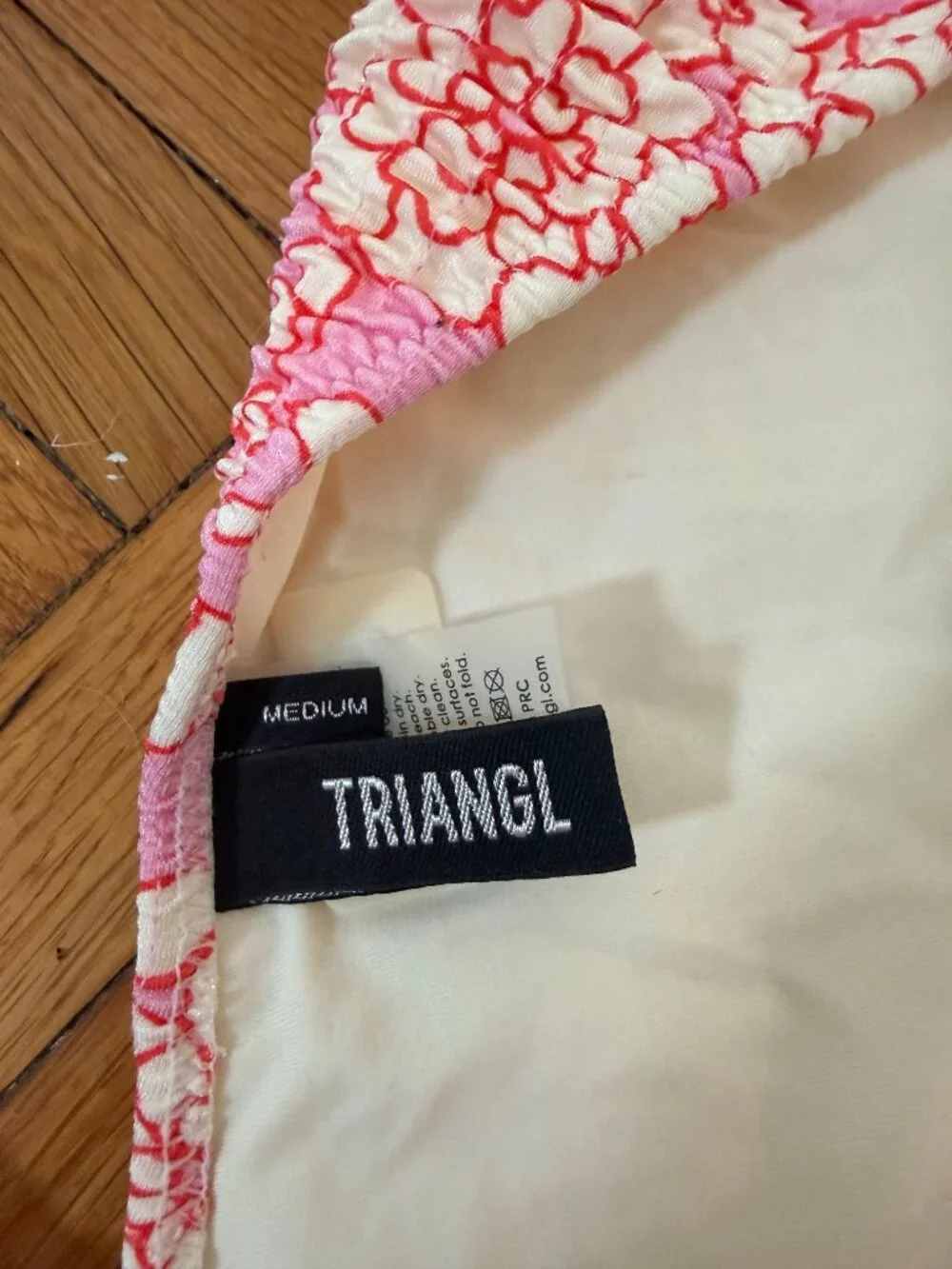TRIANGL Pink Floral Smocked Bikini Set Medium (Includes Bag)